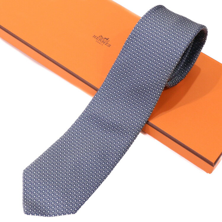 【ほぼ新品同様】エルメス HERMES 【H LOVE YOU】 ネクタイ メンズネクタイ 339353T シルク100% マリン×シエル×ブラン ブルー系 5079780 ブランド小物【中古】