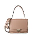 VALENTINO GARAVANI ロックスタッズ ショルダーバッグ 3way ハンドバッグ クラッチ カーフレザー ピンクベージュ ゴールド金具 レディース...