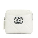 CHANEL シャネル ディズヌフ シャネル19 フラグメントケース コインケース カードケース AP2086 ラムスキン ホワイト ブラック 小銭れ カード入れ レディース財布 ブランド小物 5s24950MS【中古】