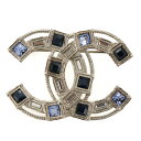 【美品】CHANEL ココマーク ラインストーン レディースアクセサリー ブローチ メタル シルバー 5212139M 【中古】