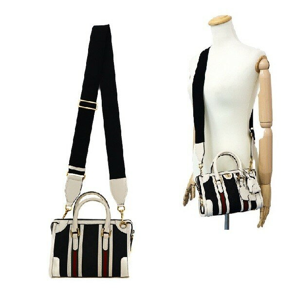 【極美品】GUCCI シェリーライン レディースバッグ 2WAYバッグ ハンドバッグ ショルダーバッグ 715771 GGキャンバス レザー ブラック ブランドバッグ 5313813J