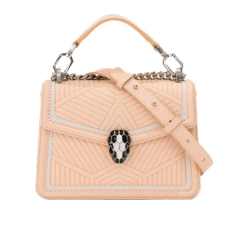 【中古】BVLGARI セルペンティ フォーエバー スネーク 2Way レディースバッグ クロスボディ ショルダーバッグ レザー ゴールド金具 サーモンピンク ピンク系 5314810JE3