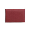 【未使用品】HERMES カルヴィ デュオ ヴェルソ カードケース コインケース ヴォーエプソン ルージュグレナ モーヴシルベストル U刻 ミニ財布 小銭入れ カードホルダー 名刺入れ 5330647M【中古】