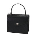 【中古】CHANEL マトラッセ トップハンドル 5番台 レディースバッグ クロスボディ ハンドバッグ グレインドカーフスキン シルバー金具 ブラック 5151636JC3