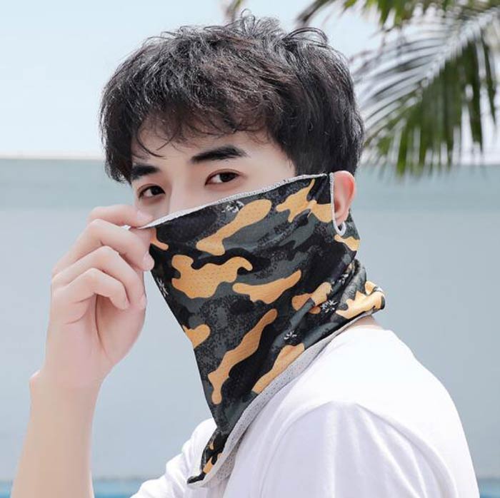 迷彩マスク UVカット メンズ 冷感マスク洗えるマスク スポーツマスク 夏用 ランニング マスク 冷感 スポーツ用マスクフェイスメンズマスク スポーツ マスク UPF50+ 迷彩マスク日焼け対策 運動 多機能 ネックガードマスク バンダナ フェイスガード ランニングマスク
