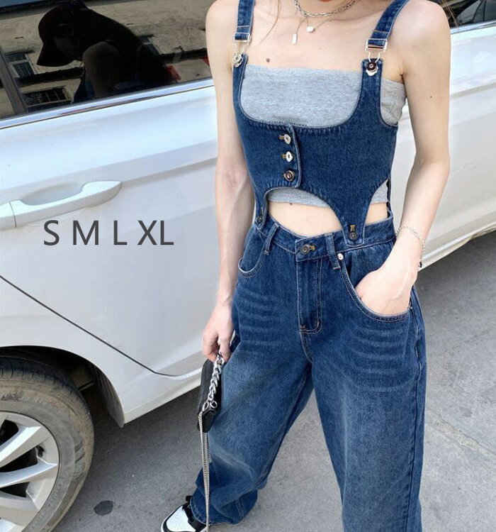 サロペット レディース ブルーデニムサロペット オールインワン 大人可愛い 大きいサイズ ゆったりファッション感 デニム オーバーオール カジュアル デニム オーバーオール ワイド ロング カジュアル 大人 パンツ サロペット 可愛い きれいめ ジーンズ 送料無料