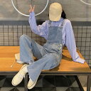 【 オーバーオール】デニムサロペットサロペット デニムサロペットファッション感 オールインワン サロペット ジーンズ デニム レディース オーバーオール ワイド ロング ゆったり カジュアル 夏物 大人 パンツ サロペット カジュアル パンツ ジーンズ春 秋 冬(4)