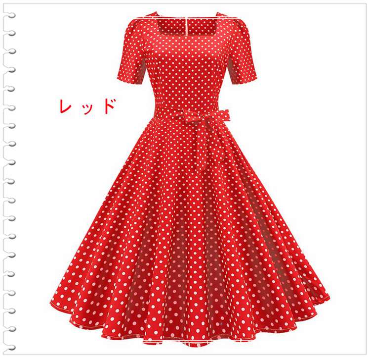 レディース ワンピース 水玉柄 ドレス レディース フォーマルワンピース 夏大人 学生 ワンピ 可愛い おしゃれな ワンピ半袖 ワンピース 水玉柄 ワンピース ダンス衣装 カジュアル ファッション 春 夏 レディースワンピース 結婚式　発表会 30代 40代 50代