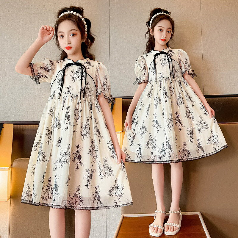 韓国こども服 ワンピースチャイナドレス キッズ 女の子 子供服 半袖 ワンピ キッズ花柄ワンピース こど..