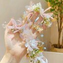 送料無料 ヘッドドレス 花冠 花かんむり ブレスレット2点セットキッズ フラワーティアラ 女の子 子供 カチューシャ 子ども ウエディング 花カチューシャ 花輪...