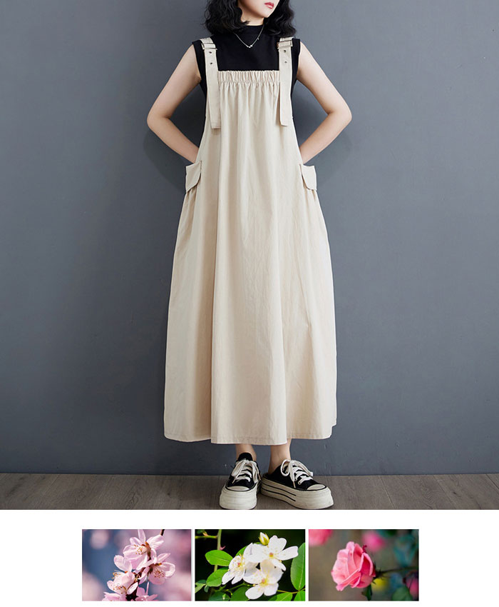 送料無料 春夏着 新作 レディース サスペンダースカート ワンピース 大人 女性 スカート ワンピース お洒落 オールインワン カジュアル お母さん 少女 体型カバー 無地シンプル ファッションジャンパースカートカジュアルワンピースM L XL