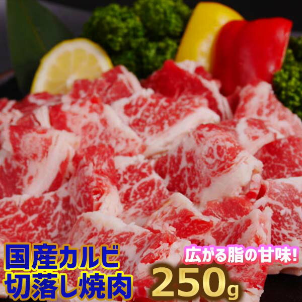 国産牛カルビ切り落とし焼肉味付け（バラ）250g 2人〜3人前 キャンプ バーベキュー用 美味しい 国産牛 ..