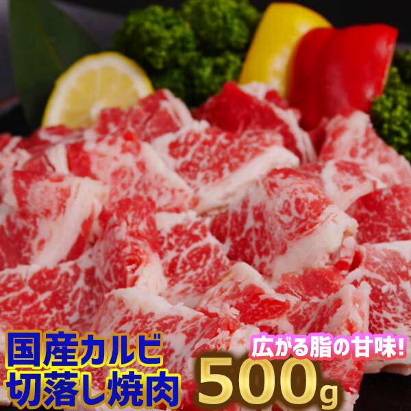 国産牛 カルビ切り落とし焼肉味付け（バラ）500g【250g×2】3人〜4人前 美味しい 国産牛 バーベキュー用 ホットプレート 焼肉 子供 お弁当 おかずに、お誕生日 お祝い お中元 お歳暮 御礼 お返し の1品に。