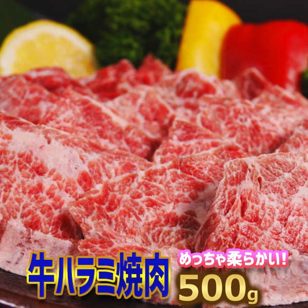 牛1頭から少量しか取れない希少部位であるハラミ肉を丁寧に脂やすじを除去し、こだわりのフルーツたっぷりの秘伝の自家製タレに漬け込んでいますので、内臓特有の臭みが無く、とても柔らかく美味しく頂けます。お弁当のおかずや家族揃ってホットプレートを囲んで焼肉パーティーや、楽しい仲間と野外でバーベキューなど最適です。 別の食べ方では、スライス玉ねぎをフライパンで炒め、焼いた後に出た肉汁も一緒にご飯にのせて焼肉丼に。最高です。 是非一度お試し下さい。 製品仕様 商品名 柔らか牛ハラミ焼肉 味付 500g;【250g×2】3人〜5人前 名称 牛ハラミ焼肉（内臓肉） 内容量 500g 消費期限 180日 原材料 ハラミ（牛ハラミ（豪州産）、牛脂、食塩、乳たん白、pH調整剤、調味料（アミノ酸）、ガゼインNa,酸化防止剤（V,C)、乳化剤、糖転移ビタミンP、（原材料の一部に大豆を含む）、タレ（醤油、砂糖、おろしにんにく、蛋白加水分解物、にんにく、濃縮りんご果汁、水飴、植物油、醸造酢、濃縮パイナップル果汁、ワイン、コチュジャン調味料、酵母エキス、食塩、ゼラチン、ソルビートル、増粘剤（加工デンプン、キサンタン、）調味料（アミノ酸等）、リン酸塩（Na)、パプリカ色素、酸化防止剤（V,C)、ベニコウジ色素（原材料の一部に小麦、ごま、大豆、りんご、ゼラチンを含む） 保存方法 冷凍 産地名 ハラミ（豪州産） 商品説明 フルーツたっぷりの秘伝の自家製タレと低温熟成されたハラミとの相性抜群。商品は真空パックにしておりますので、食べる前日より冷蔵庫にて自然解凍にてお召し上がりください。また急に必要になった場合流水にて解凍も可能です。 製造者 株式会社大天（大阪市東淀川区菅原4丁目6番37号 秘伝の自家たれに漬け込み。 一度食べれば病みつき間違いなし。 余分な脂を除去しているので食べやすく、ご飯が美味しくなりますよ。焼肉の定番。 秘伝の自家たれに漬け込み。 一度食べれば病みつき間違いなし。 余分な脂を除去しているので食べやすく、ご飯が美味しくなりますよ。