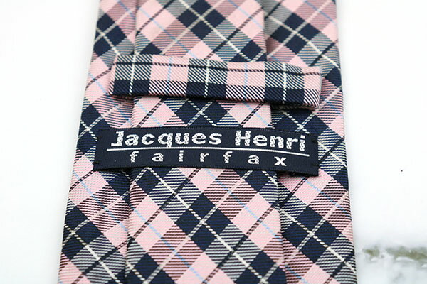 フェアファクス FAIRFAX ジャックアンリ JACQUES HENRI 日本製 シルク チェック柄 ピンク シルク ブランド ネクタイ 送料無料 【中古】