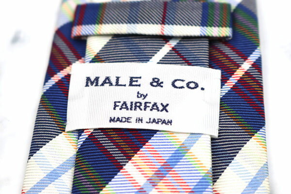 フェアファクス FAIRFAX 日本製 シルク チェック柄 ネイビー シルク ブランド ネクタイ 送料無料 【中古】