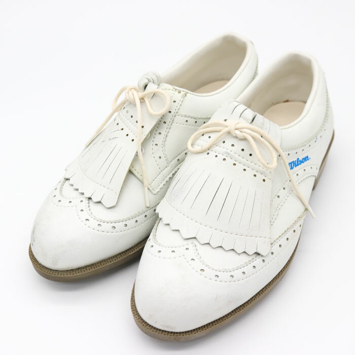 ウィルソン ゴルフシューズ スパイクシューズ 日本製 ウイングチップ 靴 白 レディース 23cmサイズ ホ..