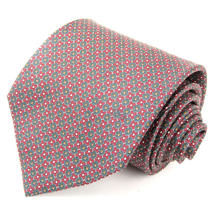 エス・テー・デュポン ネクタイ 総柄 高級 シルク フランス製 メンズ レッド S.T. Dupont 【中古】