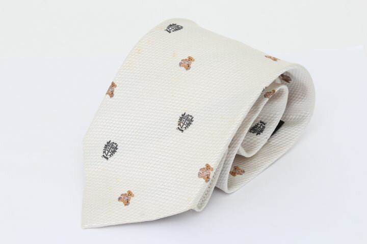 ダックス ブランドネクタイ 小紋柄 テディベア シルク メンズ ホワイト DAKS 【中古】