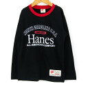 ヘインズ 長袖Tシャツ ロゴ ラウンドネック クレリック トップス キッズ 男の子用 130サイズ ネイビー Hanes 【中古】