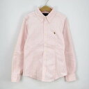 ラルフローレン 長袖ストライプシャツ ボタンダウン 胸元ロゴ ストレッチ トップス キッズ 男の子用 150サイズ ピンク RALPH LAUREN 【中古】