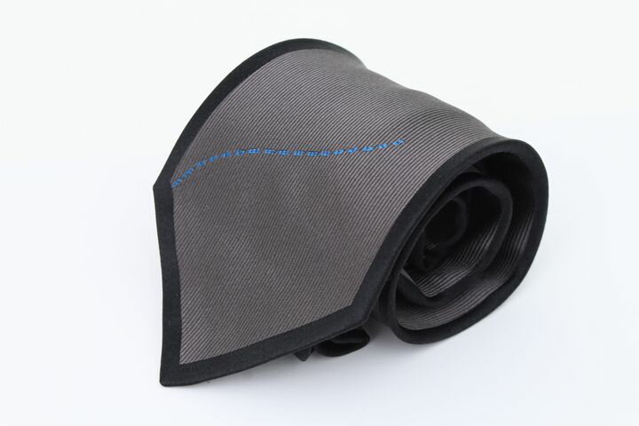 ミラショーン ブランドネクタイ パネル柄 ロゴ トリム シルク イタリア製 メンズ グレー mila schon 【中古】