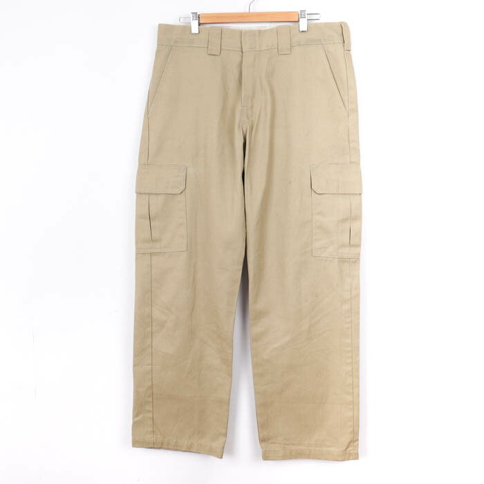 ディッキーズ ワークパンツ ペインターパンツ ワンポイントロゴ リラックスストレート ボトムス メンズ 34×32サイズ ベージュ Dickies 【中古】