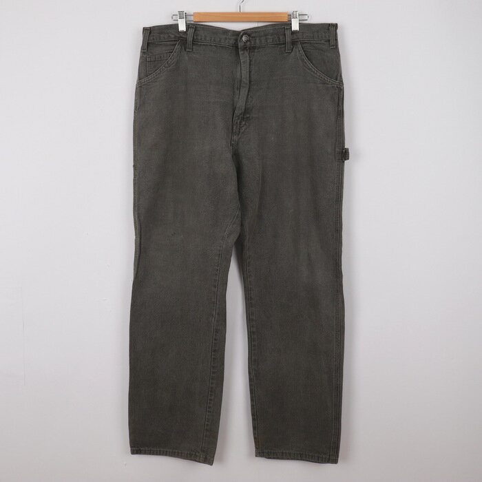 ディッキーズ ワークパンツ ペインターパンツ ボトムス ワンポイントロゴ 大きいサイズ ロゴ メンズ 38×32サイズ グレー Dickies 【中古】