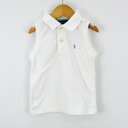 ラルフローレン ポロシャツ ノースリーブ 無地 ポニーロゴ トップス パイル生地 キッズ 女の子用 ホワイト RALPH LAUREN 【中古】