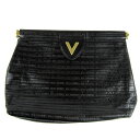 マリオ・ヴァレンティノ クラッチバッグ イタリア製 Vロゴ ポーチ ブランド 鞄 黒 レディース ブラック MARIO VALENTINO 【中古】