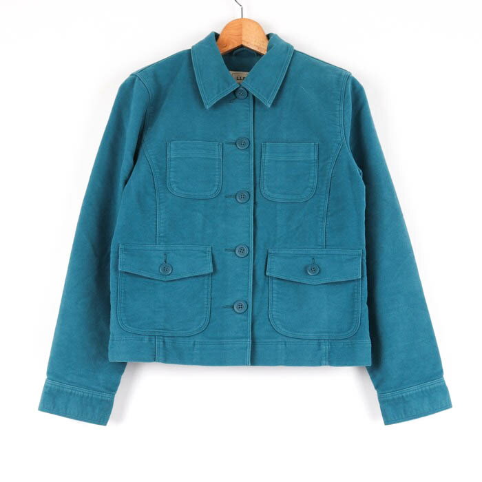 エルエルビーン ブルゾン ジャケット ショート丈 ストレッチ 無地 アウター レディース XSサイズ ブルー L.L.Bean 【中古】