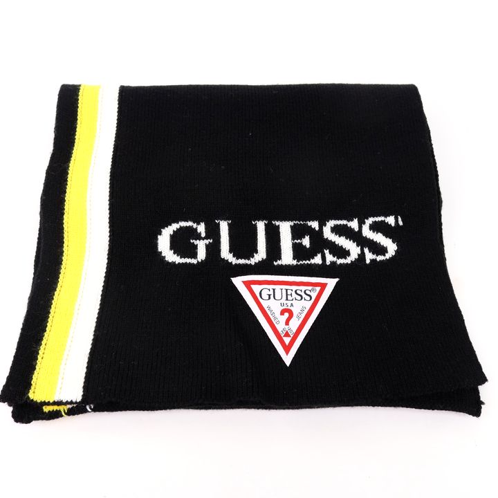 【全品50%OFFクーポン 5/27 10:59 まで】ゲス ジーンズ マフラー ロゴ ストール ブランド 小物 レディース メンズ ブラック GUESS JEANS 【中古】