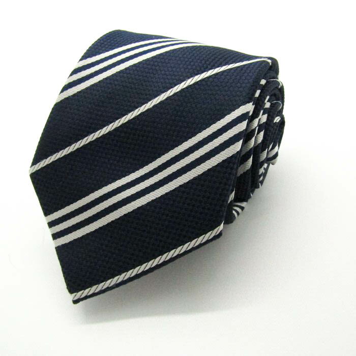 シンプルフレーズクラバット ブランド ネクタイ ストライプ柄 メンズ ネイビー SIMPLE PHRASE CRAVAT 【中古】