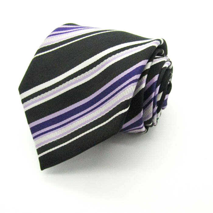 シンプルフレーズクラバット ブランド ネクタイ ストライプ柄 メンズ ブラック SIMPLE PHRASE CRAVAT 【中古】