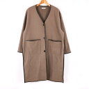 ナチュラルクチュール ノーカラーコート パイピング アウター ライナー欠品 レディース フリーサイズ ベージュ NATURAL COUTURE 【中古】(4)