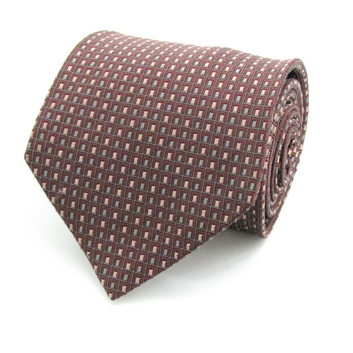 ジョンピアース ブランド ネクタイ 格子柄 スクエア柄 シルク 日本製 メンズ ブラウン JOHN PEARSE 【中古】(4)