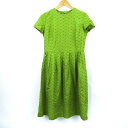 【4/20 11:00から 50%OFFクーポン】ホコモモラ ワンピース 半袖 花柄 刺繍 ひざ丈 コットン100% レディース 40サイズ グリーン Jocomom..