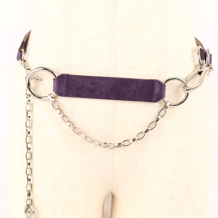 ギャバジンケーティー チェーンベルト レザー リング ブランド 小物 レディース パープル Gabardine K.T 【中古】