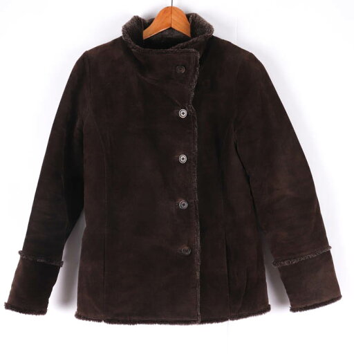 エディー・バウアー ブルゾン ジャケット ムートン レザー 本革 アウター レディース Sサイズ ブラウン Eddie Bauer 【中古】 エディー・バウアー ブルゾン ジャケット ムートン レザー 本革 アウター レディース Sサイズ ブラウン Eddie Bauer 【中古】