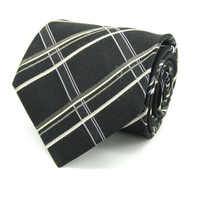 ザタイ ブランド ネクタイ チェック柄 格子柄 シルク 日本製 メンズ ブラック THE TIE 【中古】