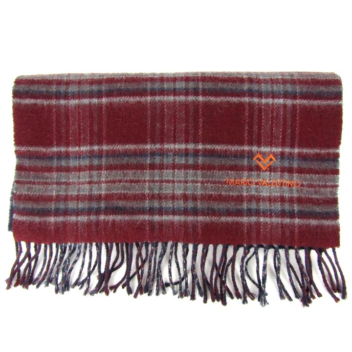 マリオ・ヴァレンティノ マフラー チェック柄 ブランド 小物 メンズ レディース ワインレッド MARIO VA..