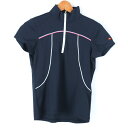 エレッセ 半袖ポロシャツ ハーフジップ ハイネック ゴルフウエア レディース Sサイズ ネイビー ellesse 【中古】