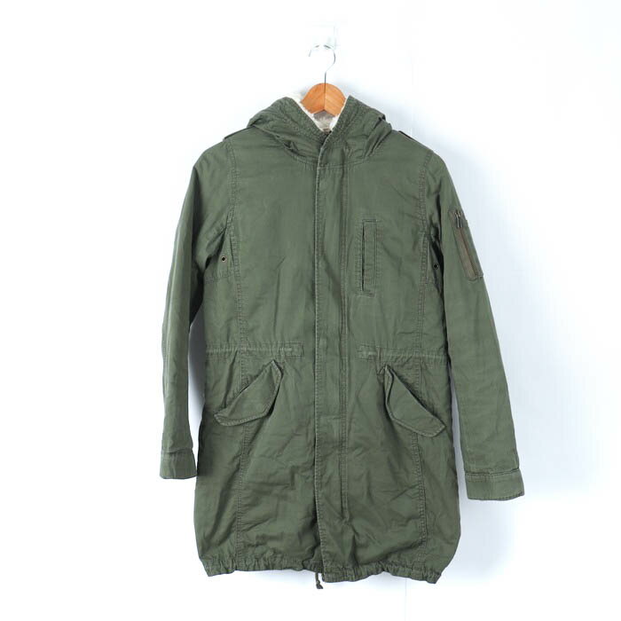 ナチュラルビューティー モッズコート コットン100% リアルファー アウター レディース Mサイズ カーキ NATURAL BEAUTY 【中古】