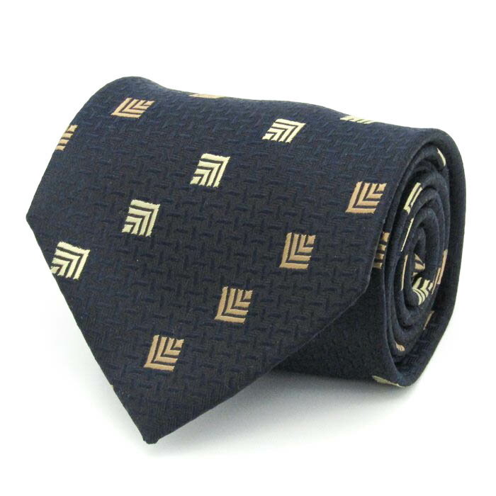 クラブラメール ブランドネクタイ ストライプ柄 小紋柄 幾何学模様 シルク メンズ ネイビー CLUB LAMER 【中古】
