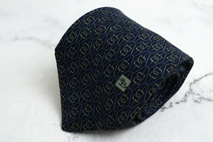 ピエールバルマン ブランド ネクタイ シルク 格子柄 メンズ ネイビー PIERRE BALMAIN 【中古】