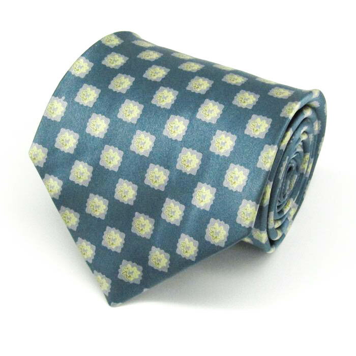 ニノセルッティ ブランド ネクタイ シルク チェック柄 小紋柄 メンズ ブルー Nino Cerruti 【中古】