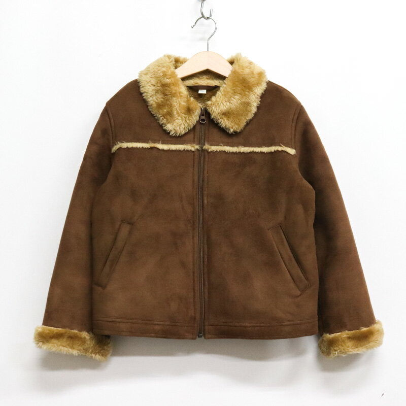 ユニクロ スエードブルゾン ボアジャケット アウター キッズ 女の子用 フリーサイズ ブラウン UNIQLO 【中古】