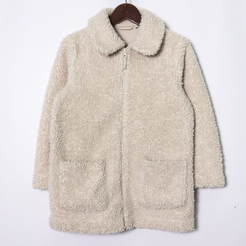 ユニクロ ボアフリースジャケット ボアコート アウター キッズ 女の子用 130サイズ ベージュ UNIQLO 【中古】