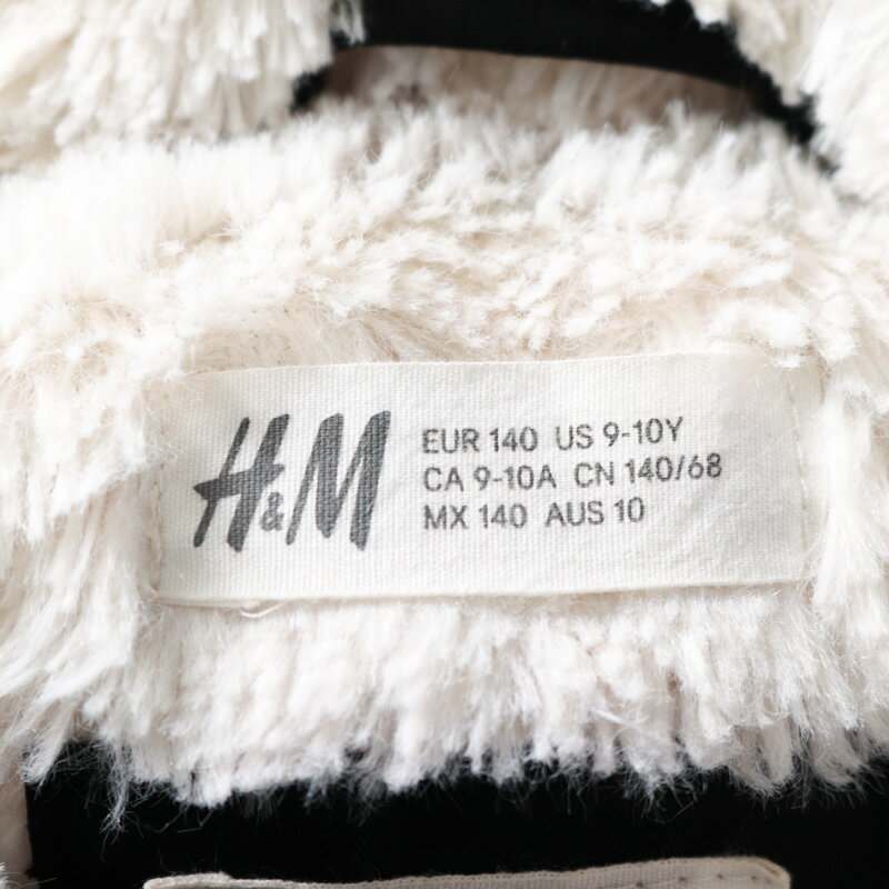 エイチアンドエム ミリタリーコート 裏ボア アウター キッズ 女の子用 140サイズ ブラック H&M 【中古】