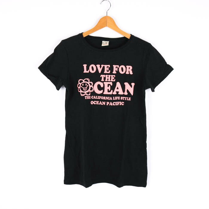 【全品50%OFFクーポン 5/27 10:59 まで】オーシャンパシフィック Tシャツ 半袖 コットン100% スポーツウエア トップス 黒 レディース XLサイズ ブラック oceanpacific 【中古】